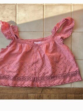 SHABBY CHIC 100% Cotton Lacey Flowy BOHO top, Cottage core, whimsical Size L